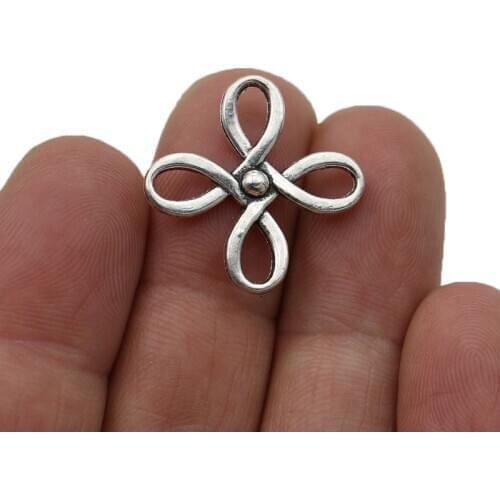 20PCS Antique Silver Plated Chinese Knot Charm Pendants for Jewelry Making Bracelet DIY Accessories 23mm