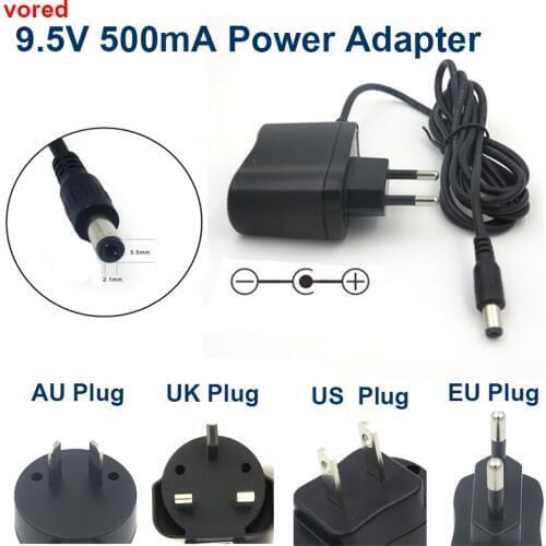 Free Shipping VORED 1PCS 9.5V500mA AC/DC Power Adapter US/EU/UK/AU Plug Universal Charger 5.5*2.1mm for face beautifier