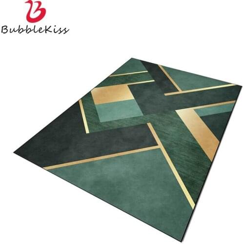 Bubble Kiss Nordic Style Carpets Green Geometry Golden Line Rugs Living Room Art Door Mat Bedroom Decor Carpet Non-slip Area Rug