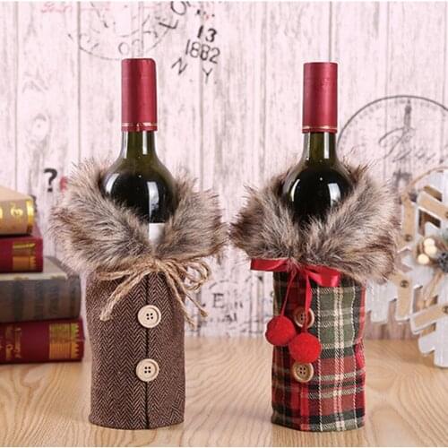 Santa Claus Wine Bottle Cover Christmas Decorations for Home New Year Xmas Decor Red Wine Bottle Covers New Year Christmas Decor