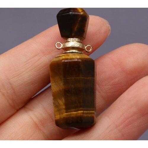Hot Sale Natural Semi-precious Tiger Eye Stone Perfume Bottle Pendant Semi-Precious for Jewelry Making Necklace Accessories