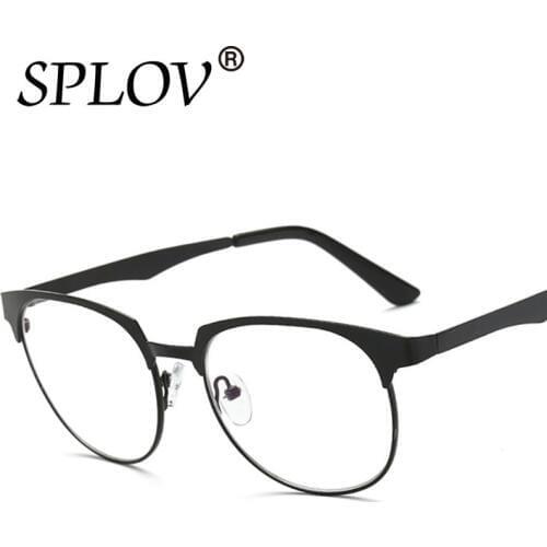 Fashion Retro Classic Round Star Reading Half Frame Metal Semi-Rimless Clear Lens Glasses Plain Mirror Nerd Geek Eyewear