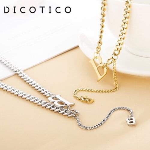 Cuban Chain Necklace For Women Gold Silver Color Stainless Steel Letter B Necklace Women Choker Fashion Jewelry Accessory 2021