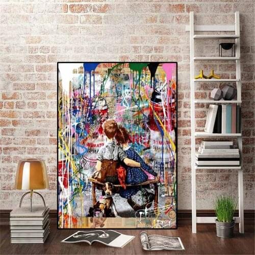 Large Size Street Color Love Abstract Graffiti Poster Mural Family Bedroom Childrens Room Wall Decoration Canvas Art (no Frame)