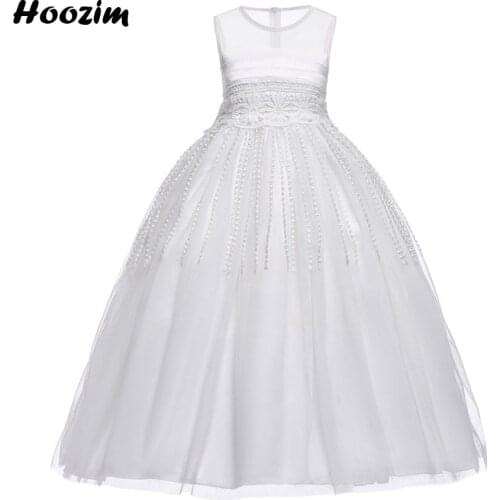 Luxury Embroidery Tulle Elegant Prom And Evening Dress Girls 3 To 11 Years Formal White Birthday And Wedding Party Dresses Child