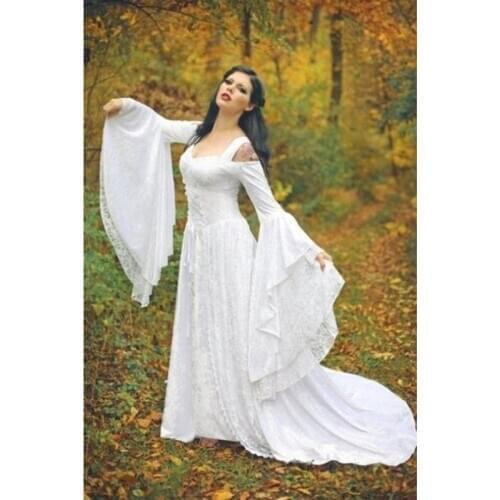 Women Vintage Renaissance Princess Gothic Dress Floor Length Cosplay Costume Medieval Retro Gown Women Tunic Long Dress Plus Siz