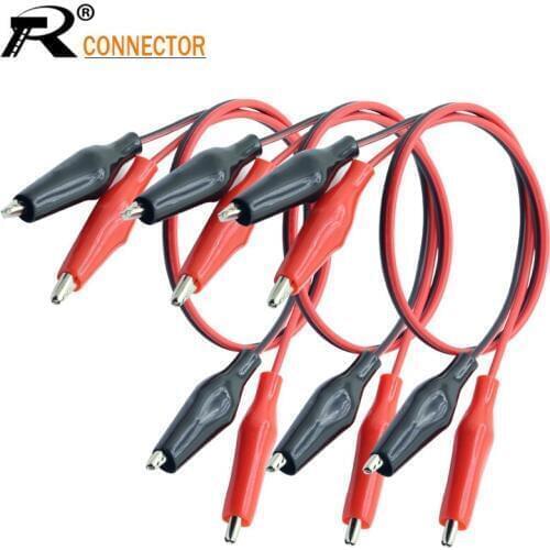 10pcs/lot 1meter Double Red and Black Clips Crocodile Cable Alligator Jumper Wire Test Leads