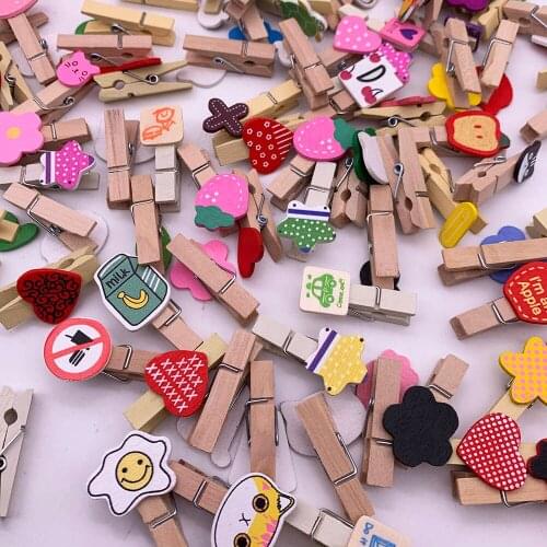 10pcs/bag Wooden Clips Mini Natural Wood Clothes Photo Craft Clip Cartoon Wall Decorate Accessiroes Home Decor