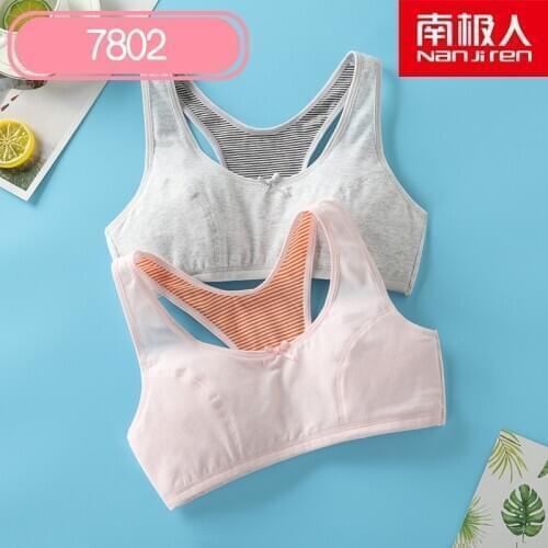 NANJIREN 2pcs Children Hipster Girl Bra 9-18 Years Student Breast Care Cotton Bra Teenage Girl Underwear Summer Kids Vest Bra