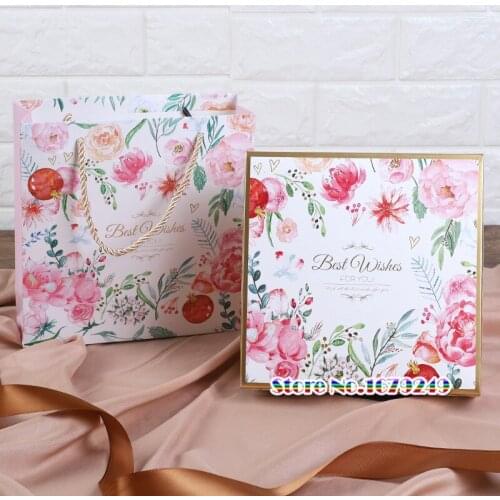 20x20x6.5cm Small flower pattern Mooncake Candy Box,biscuit box,Party Wedding Favors giveaway Gift Boxes100pcs/lot