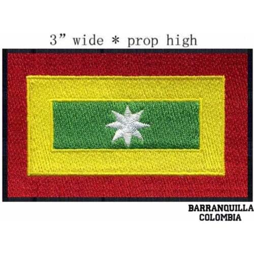 3" wide Barranquilla, Colombia Flag embroidery patch for iron on patch/brand logo patch/white star