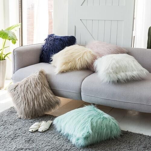 3pcs 45x45cm Solid color double side wool like pillow cover,windowsill cushion cover,home window decoration,Car pillow cover