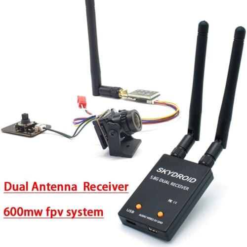 5.8G 150CH FPV Receiver Video Downlink Dual Antenna Receiver OTG Android Phone with 5.8G 40CH VTX and CMOS 1200TVL fpv Camera
