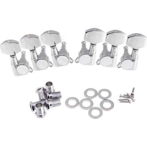 6 pcs 3R 3L Chrome Zinc Alloy Electric Acoustic Guitar String Tuning Pegs Tuners Machine Heads Guitar Parts guitar tuning pegs