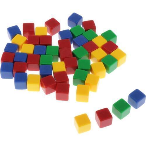 16mm Acrylic Blank Mixed Dice Cubes - Square Corner D6 Dice for Board Games, DIY, Fun and Teaching - 50 Pieces Per Order