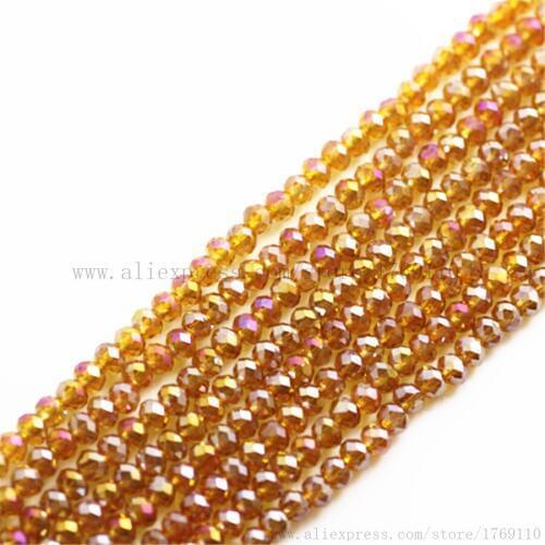 Isywaka Deep Coffee ab Color 1800pcs 2mm Rondelle Austria faceted Crystal Glass Beads Loose Spacer Round Bead for Jewelry Making