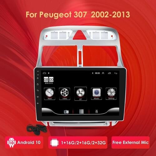 2 din Android 10 Car Radio Multimedia for Peugeot 307 307CC 307SW 2002-2013 Car GPS Navigation WiFi Bluetooth USB Player