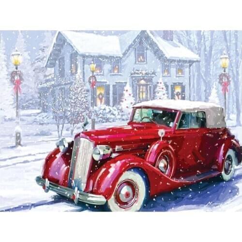 Car Full Square Diamond Painting Set Winter Snow Mosaic Embroidery Picture Crystal Rhinestone Stickers Decal Wall Art Craft Gift