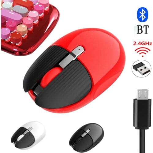 Wirless Blutooth Mouse Mini Portable Optical Mouse Rechargeable Mute Desktop Computer Notebook tablet RGB Mice Girl Boy gift