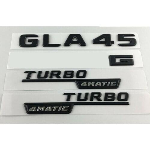 Black GLA45 for A M G TURBO 4MATIC Trunk Fender Badges Emblems