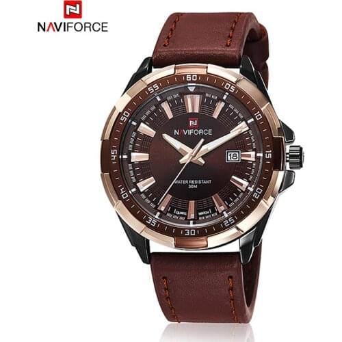 NAVIFORCE Fashion Business Men Luxury Watch Military Waterproof Quartz Man Watches Leather Sports Man Clock Relogio Masculino