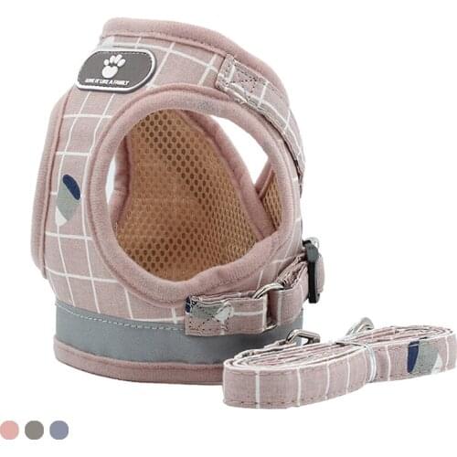 Pet Clothes For Small Dogs Nylon Mesh Kitten Puppy Reflective Dogs Harness And Leash Set Dogs Vest Harness Leads