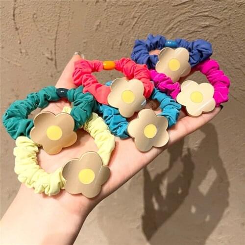 Women Girl Scrunchies Elastic Hair Ties Bands Flower Colorful Summer Fashion Korean Mujer Head Accessories Hyuna Wholesale