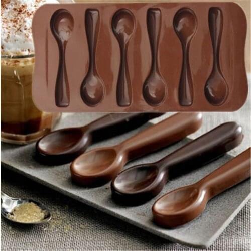 Cute Cake Mold Good Quality DIY Chocolate Six Spoons Mould Mold Silicone Baking Cake Decorating Topper Candy