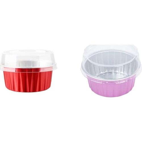 HOT-Dessert Cups With Lids,Aluminum Foil Mini Cupcake Liners With Lids,Muffin Liners,Disposable Cupcake Holder