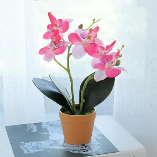 Artificial Flower Butterfly Orchid Pot Bonsai Garden Home Wedding Party Decor Artificial Flowers in Pot For Home Decor