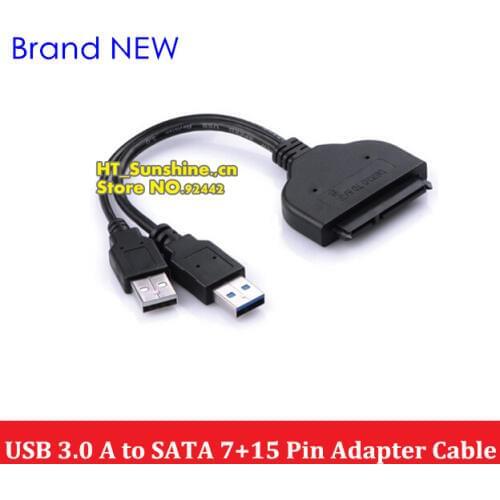 50PCS NEW USB 3.0 to Sata 7+15 pin Adapter Cable with Power for 2.5"/1.8" SSD HHD Hard Drive Disk