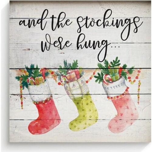 Stockings Hung Were Canvas Paintings Christmas Posters Wall Art Canvas Prints Pictures Kids Room Home Wood Inner Frame