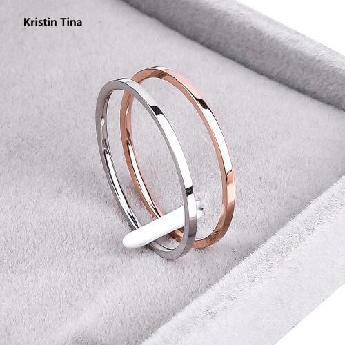Kristi Tina ( 1.2 MM ) Promotion Titanium Steel Rose Gold Color Anti-allergy Smooth Couple Wedding Ring Woman Man Fashion Jewelr