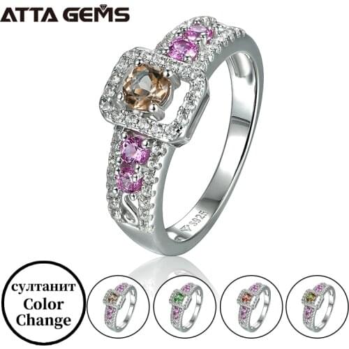ATTAGEMS 925 Sterling Silver Rings for Women Small Round Cut Created Zultanite Lovely Romantic Ring for Birthday Gifts Quality