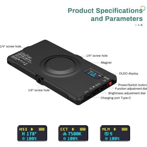 LituFoto R19 RGB LED Video Light 3200K-7500K Wireless Smart App Control Mini Vlog Fill Lights 4040mah Battery Camera Light Lamps