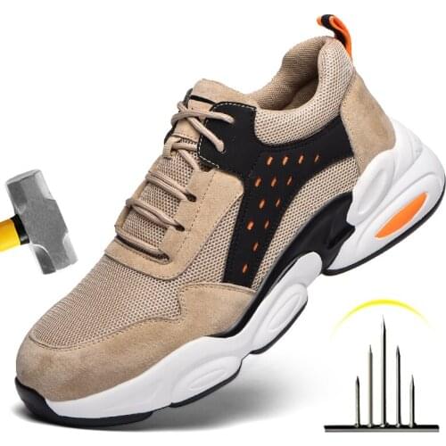 Lightweight Men Safety Shoes Steel Toe Work Shoes Breathable Men Shoes Fashion Security Shoes Boots Male Work Sneakers Shoes