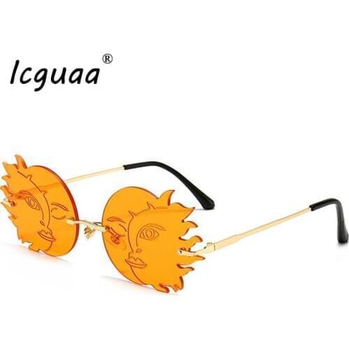 Fashion women sunglasses Moon smiley design Rimless Shades UV400 Metal Glasses oculos masculino Okulary Gafas de sol mujer