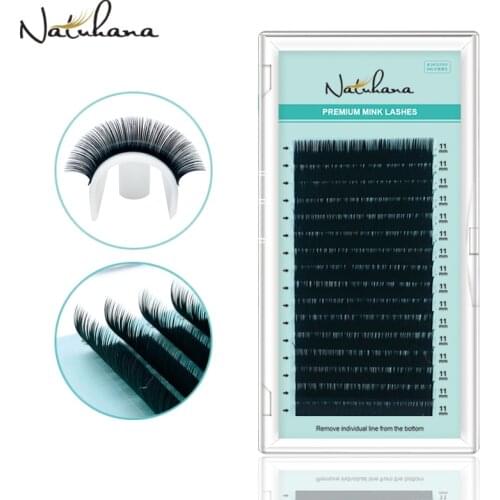 NATUHANA 16Rows B C D Curl Eyelash Extensions Cheap False Individual Natural Soft Mink Single Lashes Hand Made Fake Eyelashes