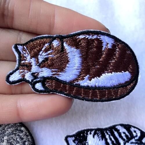 Cute Cats Patches Clothing Applications Embroidered Stripes Badges Iron on Appliques Cartoon Animals Stickers for Clothes