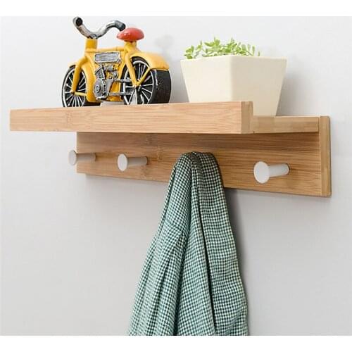 Storage Wall Shelf with Hook Ornament Crafts Display Holder for Porch Corridor Home Organizer Key Coat Hanger Photo Frame Rack