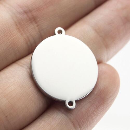 Wholesale 15/20/25mm 50pcs Stainless Steel Tone Round Plate Pendant Blank Dog Tags Charm for Necklaces Jewelry Making DIY