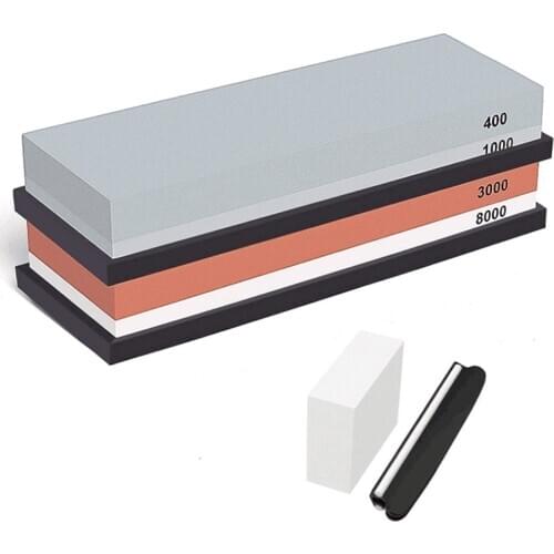 Complete Knife Sharpening Stone Set 400/1000 Grit Water Stone, 3000/8000 Grit Water Stone, Best Whetstone Knife Sharpener, Flatt