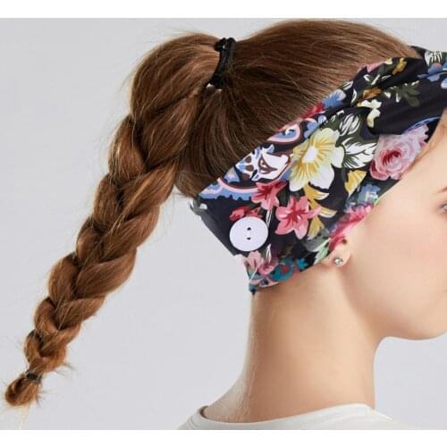 Headband Good Elasticity Sweat Absorption Strong Two Buttons Hair Head band for Jogging