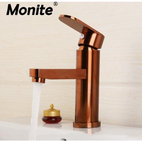 Durable Solid Brass Bathroom Faucet Basin Faucet Pink Gold-Plated Single Hole torneira Modern Simple Design Mixer Taps