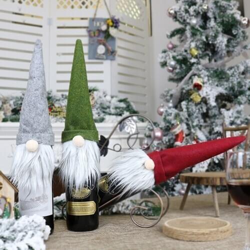 Christmas Faceless Doll Champagne Bottle Cover Dress Up Decoration Festival Xmas Crafts Decoration Accessories 2021
