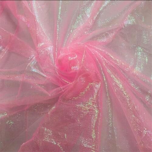SASKIA 5Meter Width 110cm Laser Shiny Crinkle Fabric Multicolor Decor Gauze For Wedding Bedding Diy Handmade Material Pink Red