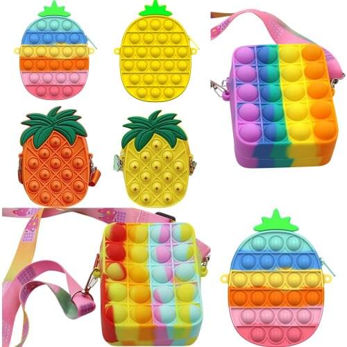 2021 Cute Pop Bag Fidget Girls Toys Push Bubbles Squeeze Toys Silicone Key Purse Bag Stress Relief Game Backpack for Girls Gifts