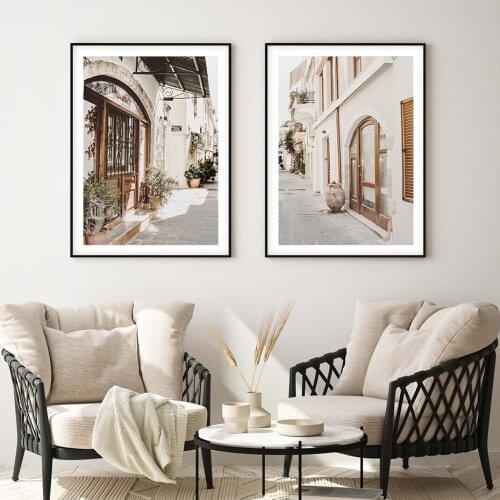Modern Town Street Landscape Travel Posters Canvas Painting Wall Art Print Picture Living Room Bedroom Interior Home Decoration