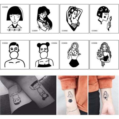 3PCS Sexy Lady Temporary Tattoos Dark Women Girl For Body Art Temporary Tattoo Sticker Sadness Girls Fake Tattoo Tatuajes