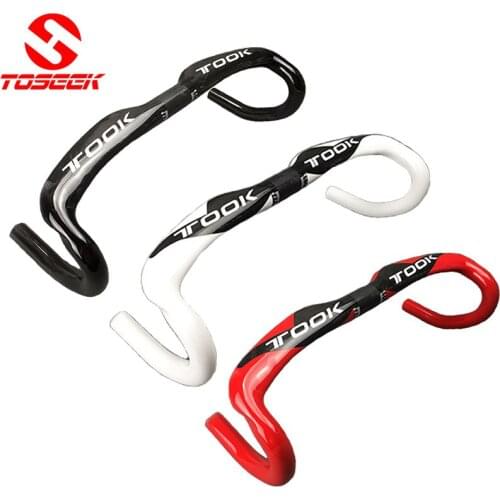 TOSEEK Fiets Stuur Carbon Fiets Bar Fietsen Bicicleta Onderdelen Mtb/Road Fietsen Carbon Fibre Titanium Stuurpen Stuur Max 440Mm